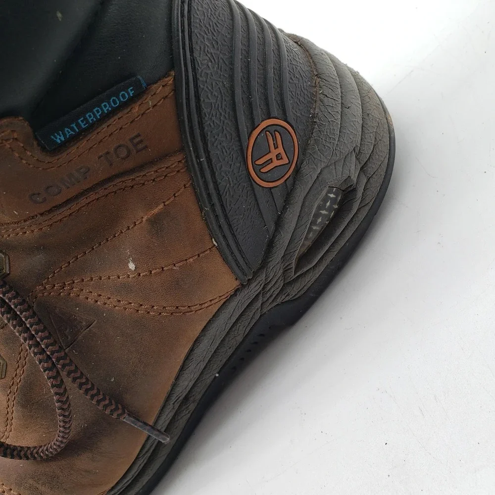 HAWX Boots Mens Size 9.5D‎ Brown Leather Waterproof Comp Toe Work Safety Boots